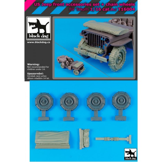 1/16 US Jeep Front Stowage set and Chain Wheels