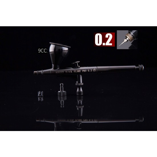 Black Flame 0.2mm Dual Action Airbrush w/9cc Cup [Pro]
