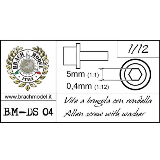 1/12 Allen Screws with Washers (Resin, 30pcs; Diameter: 0.4mm, Length: 5mm)