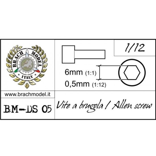 1/12 Allen Screws (Resin, 30pcs; Diameter: 0.5mm, Length: 6mm)