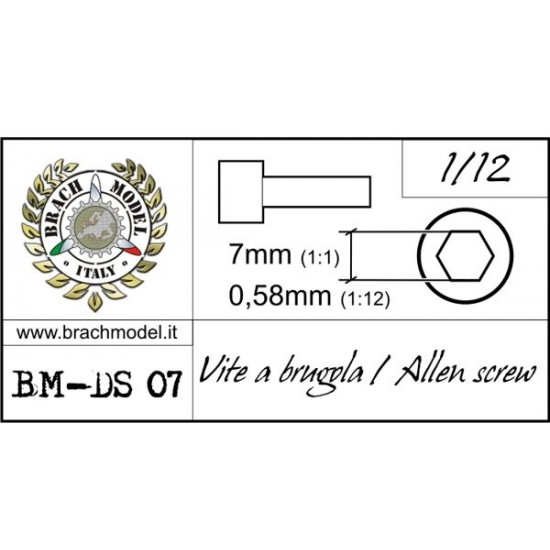 1/12 Allen Screws (Resin, 30pcs; Diameter: 0.58mm, Length: 7mm)