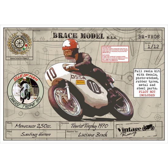 1/12 OSSA Monocasco 250cc Tourist Trophy 1970 Racing Motorcycle, Santiago Herrero