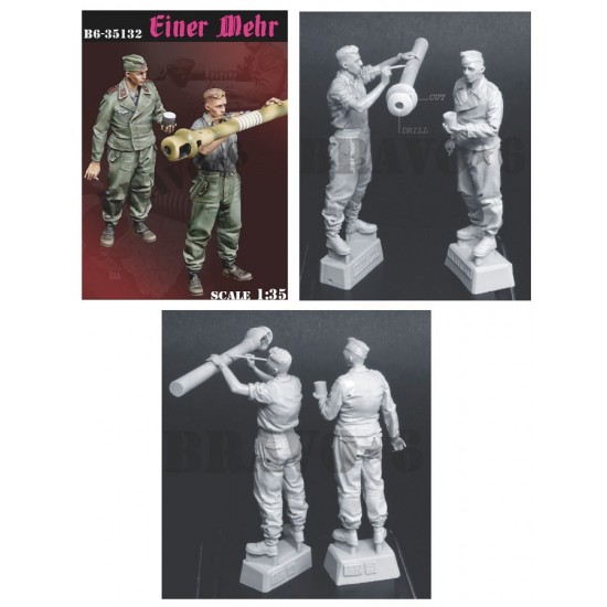 1/35 Einer Mehr - WWII German Tankers Painting Tank's Barrel (2 figures)