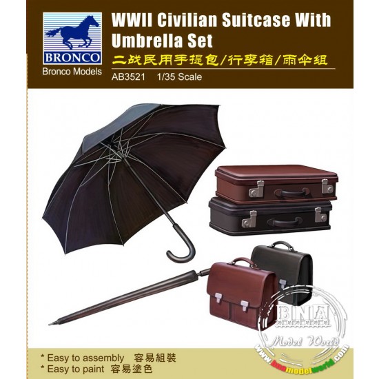 1/35 WWII Civilian Suitcase with Umbrella Set