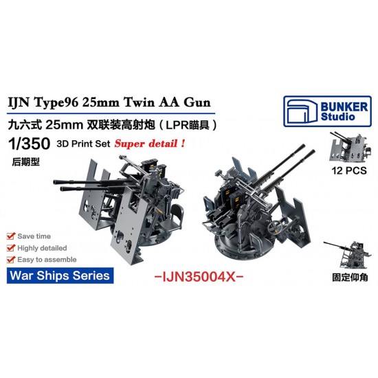 1/350 IJN Type96 25mm Twin AA Gun LPR Sight (Late Type) with Shield (12pcs)