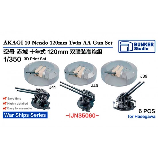 1/350 IJN AKAGI 10 Nendo 120mm Twin AA Gun Set for Hasegawa