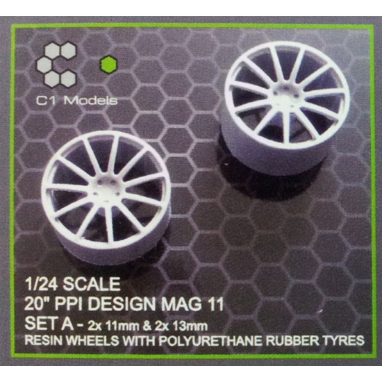 1/24 20" PP1 Design Mag11 Wheel Set A (2x Standard & 2x Wide)
