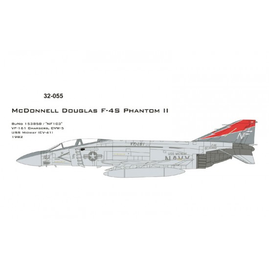 Decals for 1/32 F-4S Phantom II VF-161 USS Midway, CV41, CVW-5 Chargers 1981 