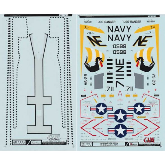 Decals for 1/48 Lockheed S-3A VS-29 Viking, USS Ranger, CV-61, CVW-2 Dragonfires 1979 