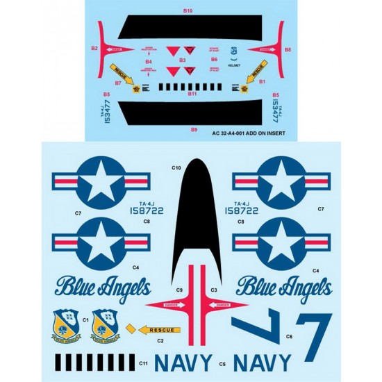 Decals for 1/32 Ta-4J Skyhawk Blue Angels "Casper"