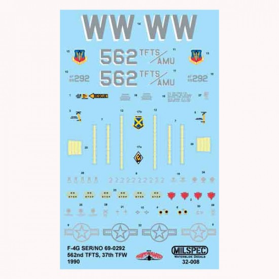 Decals for 1/32 F-4G Phantom 562nd TFTS, 37th TFW 1990