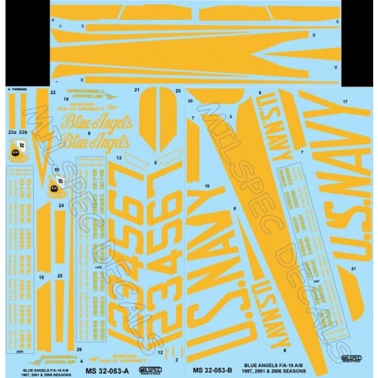 Decals for 1/32 US Navy Blue Angels F/A-18A/B/C/D