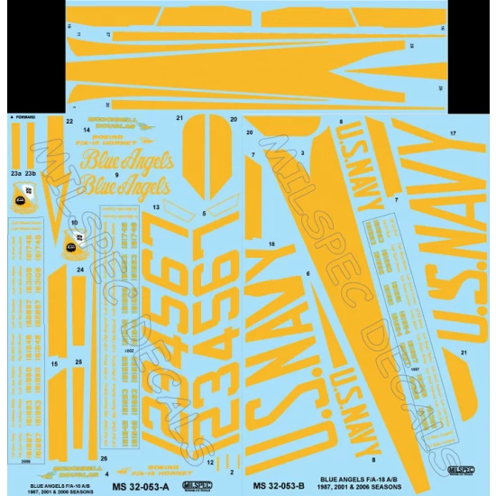 Decals for 1/32 US Navy Blue Angels F/A-18A/B/C/D