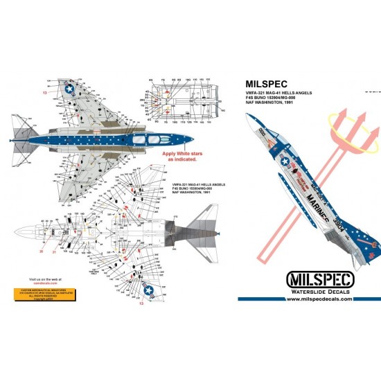 1/72 F-4S VMFA-321 Hells Angels 1991 NAF Andrews Decal