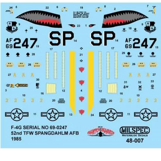 Decals for 1/48 F-4G Phantom 52nd TFW Spangdahlem AB 1985