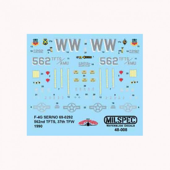 Decals for 1/48 F-4G Phantom 562nd TFTS, 37th TFW 1990