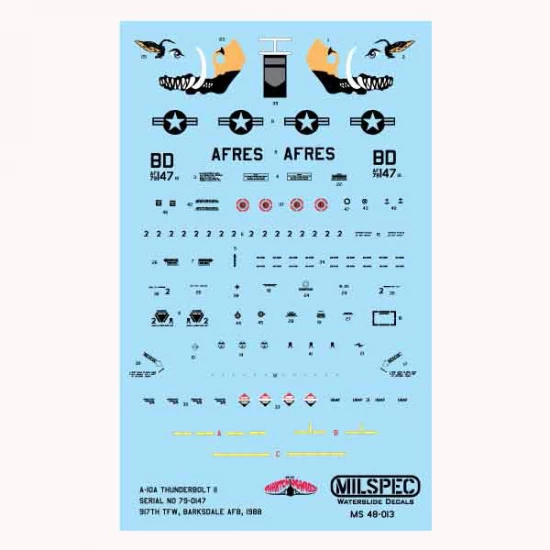 Decals for 1/48 Fairchild Republic A-10 Thunderbolt II 917th TFW Barksdale AFB 1988-1