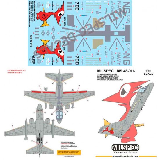 Decals For 1/48 VS-33 Screwbirds S-3B / CVW-9 / CVN-74 2009