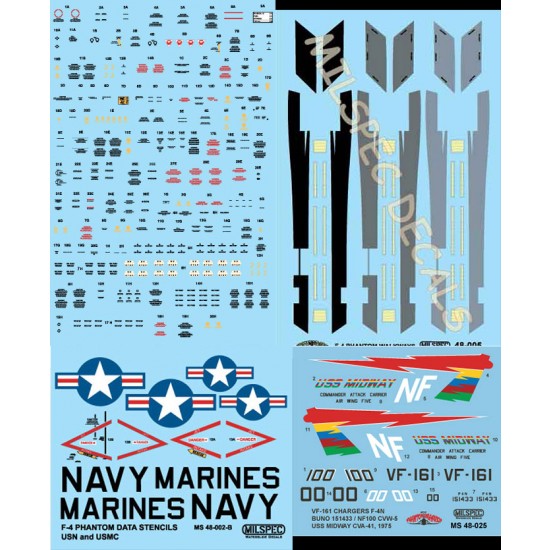 Decals for 1/48 McDonnell Douglas F-4N Phantom II VF-161 Chargers 1975