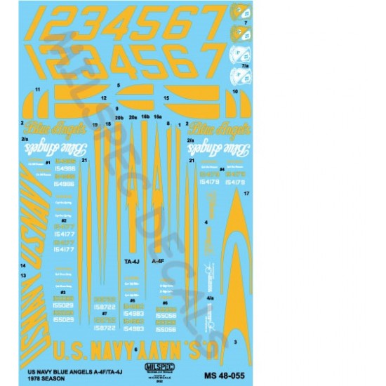 Decals for 1/48 US Navy A-4F/Ta-4J Blue Angels 1978 Season
