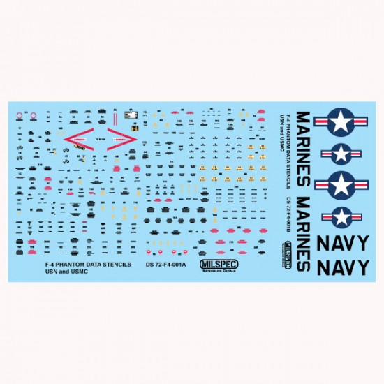 Decals for 1/72 USN/USMC F04 Phantom Data Stencils
