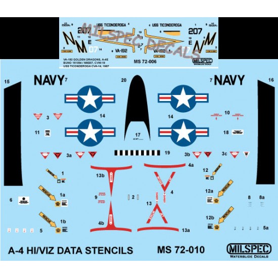 Decals for 1/72 VA-192 Golden Dragons A-4E, USS Ticonderoga, 1967