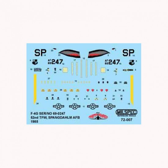Decals for 1/72 52nd TFW Spangdahlem AB, F-4G Phantom, 1985