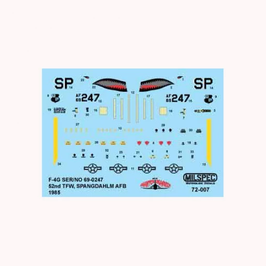 Decals for 1/72 52nd TFW Spangdahlem AB, F-4G Phantom, 1985