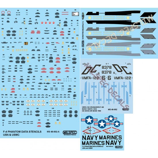 Decals for 1/72 VMFA-122 Crusaders, F-4B, 1968