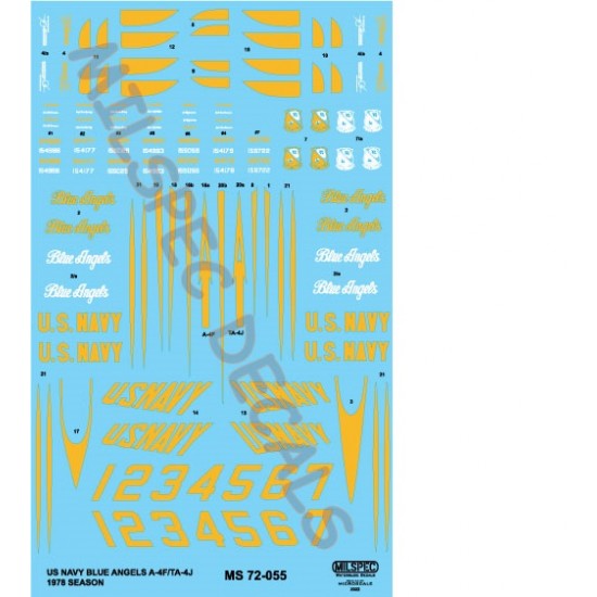 Decals for 1/72 US Navy A-4F & Ta-4J Blue Angels 1978 Season