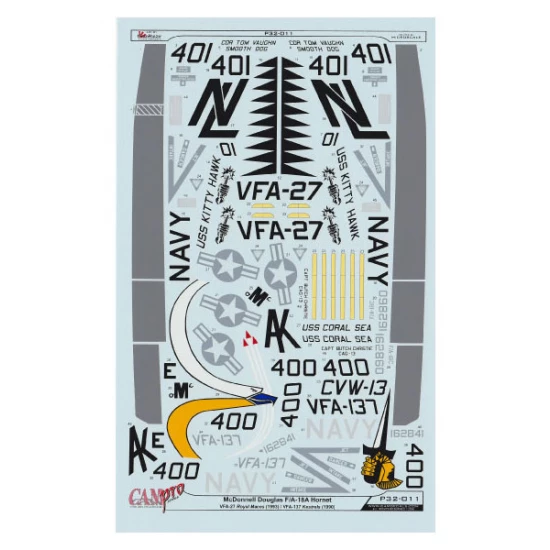 Decals for 1/32 F/A-18A Hornet VFA-27 VFA-137 Royal Maces 1993 