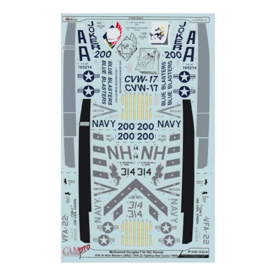 Decals for 1/48 F/A-18C Hornet VFA-34 & VFA-22 Blue Blasters 2002 