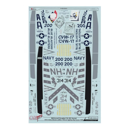 Decals for 1/48 F/A-18C Hornet VFA-34 & VFA-22 Blue Blasters 2002 