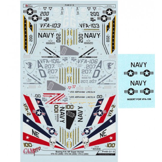 Decals for 1/48 F/A-18F Super Hornet VFA-103, VFA-106 & VFA-2