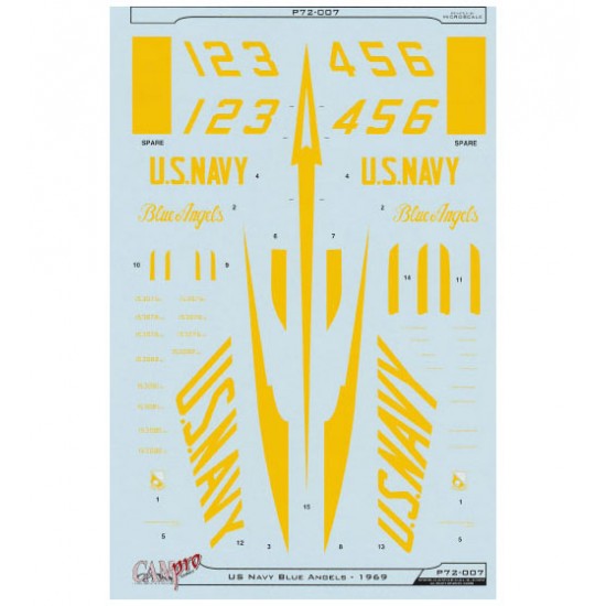 Decals for 1/72 US Navy Blue Angels F-4J Phantom II 1969