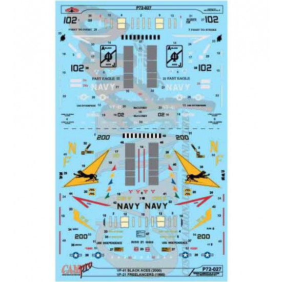Decals for 1/72 Grumman F-14A VF-41 Black Aces VF-21 Freelancers