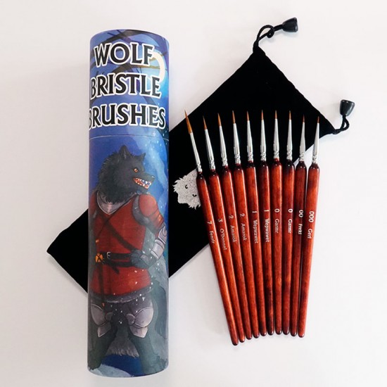 Chronicle Wolf Bristle Brush Set (10pcs, sized 000-7)