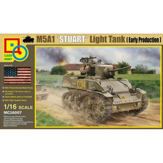 1/16 M5A1 Stuart Light Tank Early Production w/Workable T16 Track Links