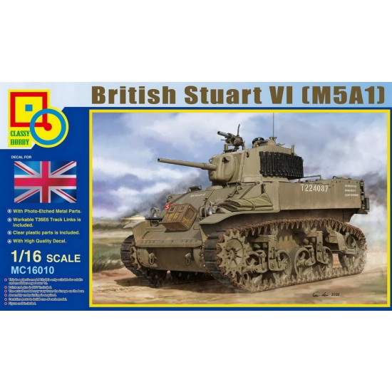 1/16 British Stuart VI M5A1 Tank w/Workable T36E6 Track Links