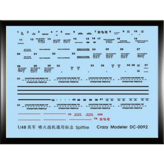Decals for 1/48 British Army Spitfire Fighter Plane