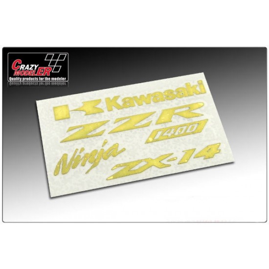 Metal Transfer - 1/12 Kawasaki ZZR1400 Golden Metal Logo (Sheet Size: 5.3cmx3.3cm)