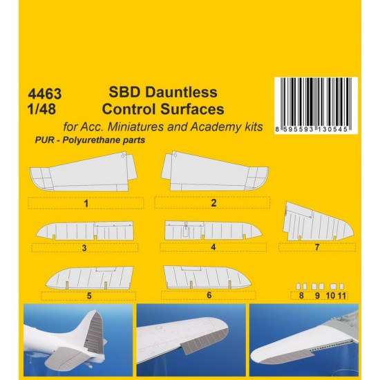 1/48 SBD Dauntless Control Surfaces for Accurate Miniatures/Academy kits