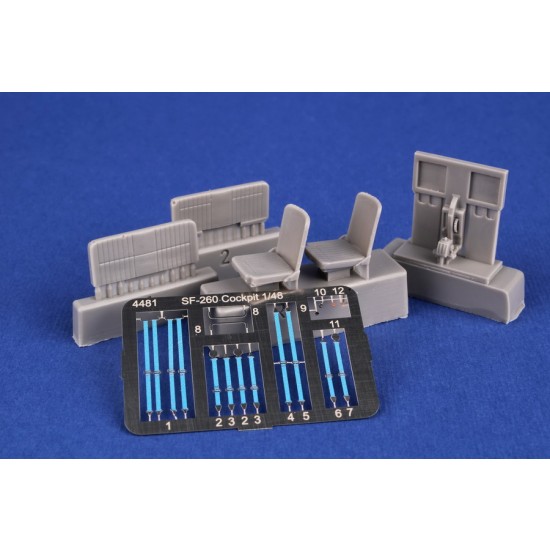 1/48 Modern SF-260 Cockpit Centre Console and Seats with Harness for Special Hobby kits