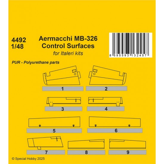 1/48 Modern Australian/Italian Aermacchi MB-326 Control Surfaces for Italeri kit