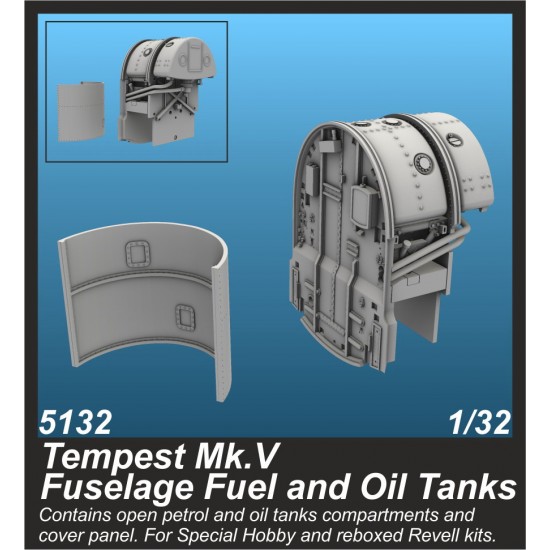 1/32 WWII Tempest Mk.V Fuselage Fuel and Oil Tanks for Special Hobby kits