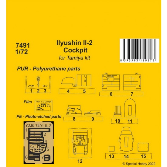 1/72 WWII Ilyushin Il-2 Cockpit Set for Tamiya kits