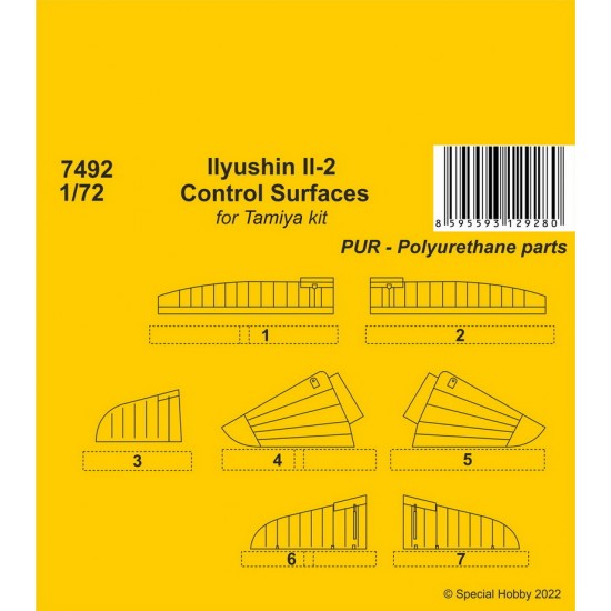 1/72 WWII Ilyushin Il-2 Control Surfaces for Tamiya kits