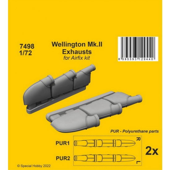 1/72 WWII Wellington Mk.II Exhausts for Airfix kits