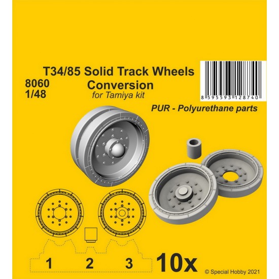 1/48 T34/85 Solid Track Wheels Conversion Set for Tamiya kits