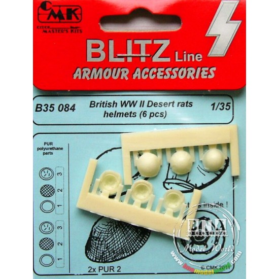 1/35 WWII British Desert Rats Helmets 6pcs